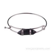 Beauty Hexagonal Prism Natural Black Onyx Stone Jewelry Bangle